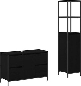 vidaXL Σετ Επίπλων Μπάνιου με συρτάρι με ράφι 2 pcs Μαύρη δρυς