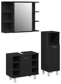 vidaXL Σετ Επίπλων Μπάνιου με ράφι 3 pcs Μαύρο 30 x 30 x 99.5 εκ