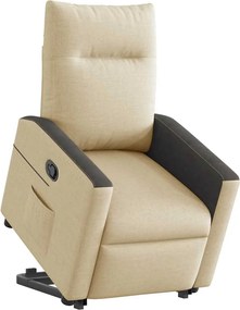 vidaXL Πολυθρόνα Ανακλινόμενη με Ανύψωση Κρεμ Υφασμάτινη