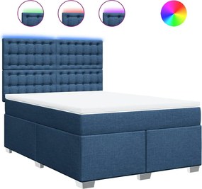 vidaXL Κρεβάτι Boxspring με Στρώμα Μπλε 140x200 εκ. Υφασμάτινο