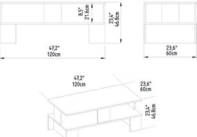 Τραπέζι σαλονιού Olly pakoworld λευκό 120x60x47εκ