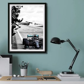 Πόστερ &amp; Κάδρο Lewis Hamilton F009 30x40cm Μαύρο Ξύλινο Κάδρο (με πόστερ)