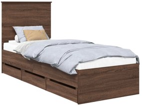 vidaXL Σκελετός Κρεβατιού Καφέ δρυς 75 x 190 cm Μηχανήματος Ξύλο