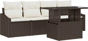 vidaXL Σετ Καναπέ Κήπου με αποθήκευση 5 pcs Καφέ Πολυ ράταν