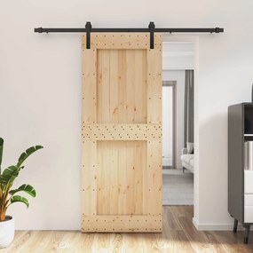 vidaXL Συρόμενη Πόρτα Φυσικό και Μαύρο 85 x 210 cm