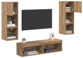 vidaXL Μονάδα Τοίχου Τηλεόρασης 6 pcs Artisan Oak Επεξεργασμένο ξύλο