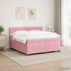 vidaXL Κρεβάτι box spring με στρώμα Ροζ 200 x 200 cm Βελούδο