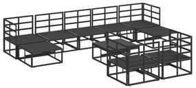 vidaXL Σετ Καναπέ Κήπου 10 pcs Μαύρο 70 x 70 x 32 εκ Αλουμίνιο