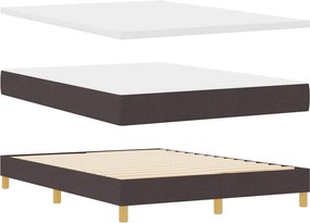 vidaXL LED Κρεβάτι με βάθρο Σκούρο Καφέ 140 x 200 cm ύφασμα