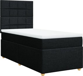vidaXL Κρεβάτι Boxspring με Στρώμα Μαύρο 90x200 εκ. Υφασμάτινο