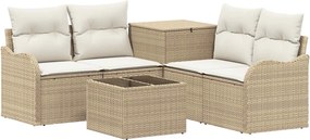 vidaXL Σετ Καναπέ 6 τμχ. Μπεζ και Κρέμ 55 x 55 x 37 εκ