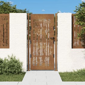 Πύλη Κήπου με Σχέδιο Μπαμπού 105 x 205 εκ. από Ατσάλι Corten
