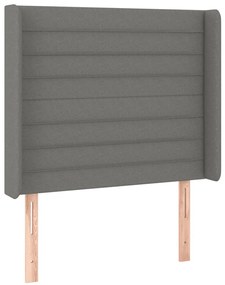 vidaXL Κρεβάτι Boxspring με Στρώμα &amp; LED Σκ.Γκρι 90x200 εκ. Υφασμάτινο