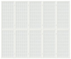 Παραβάν Ιαπωνικού Στιλ με 5 Πάνελ Πτυσσόμενο Λευκό 200x170 εκ. - Λευκό