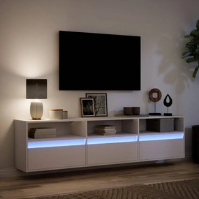 Έπιπλο Τοίχου Τηλεόρασης με LED Λευκό 180x31x45 εκ. - Λευκό