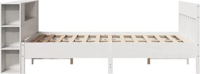 vidaXL Κρεβάτι Βιβλιοθήκη Χωρίς Στρώμα Λευκό 135x190 εκ Μασίφ Πεύκο
