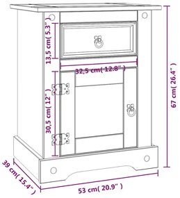 Κομοδίνο Μεξικάνικο Στιλ Corona Γκρι 53 x 39 x 67εκ Ξύλο Πεύκου - Γκρι