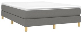 vidaXL Κρεβάτι Boxspring με Στρώμα Σκούρο Γκρι 140x190 εκ. Υφασμάτινο