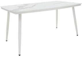 Τραπέζι Zeren μέταλλο λευκό-γυαλί 160x90x78εκ 160x90x79 εκ.