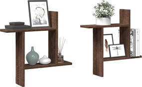 vidaXL Ραφιέρες Τοίχου 2 τεμ. Καφέ Δρυς 50x12x50εκ. Επεξεργασμένο Ξύλο