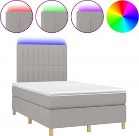 vidaXL Κρεβάτι Boxspring με Στρώμα &amp; LED Αν.Γκρι 120x200 εκ Υφασμάτινο