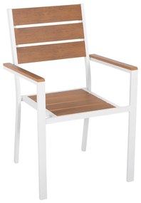 ALUMINUM ARMCHAIR SAGA  WHITE-POLYWOOD IN  NATURAL 55x55x86Hcm.