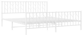 Πλαίσιο Κρεβατιού με Κεφαλάρι/Ποδαρικό Λευκό 180x200εκ. Μέταλλο