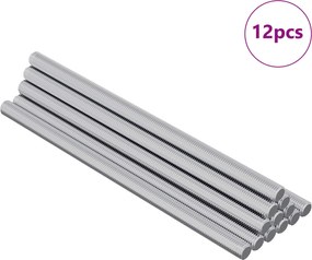 vidaXL Ράβδοι Με Σπείρωμα 12 pcs Ασημί M6 x 120 χλμ Μέταλλο