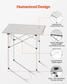 VEVOR Folding Portable Camping Table Aluminum Outdoor Picnic Table Carry Bag