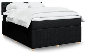 vidaXL Κρεβάτι Boxspring με Στρώμα Μαύρο 140x190 εκ. Υφασμάτινο