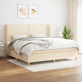 vidaXL Κρεβάτι Boxspring με Στρώμα Κρεμ 200x200 εκ. Υφασμάτινο