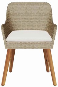 vidaXL Καρέκλα Κήπου 2 pcs Μπεζ 55 x 62.5 x 82 εκ. συνθετικό ρατάν
