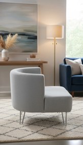 Stewehome Σετ τσαγιού με 2 τεμάχια με πολυθρόνα και πουφ Γκρι 65x65x65 cm