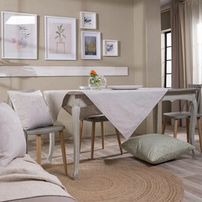 Καρέ Oviedo 01 Ecru Teoran 90X90cm Βαμβάκι-Πολυέστερ