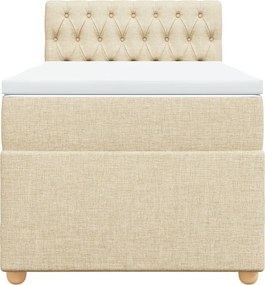 vidaXL Κρεβάτι Boxspring με Στρώμα Κρεμ 100 x 200 εκ. Υφασμάτινο