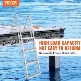 VEVOR Aluminum Dock Ladder Boat Dock Ladder Removable 4 Steps with 350lbs Load