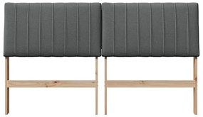 vidaXL Ταπετσαρισμένο κεφαλάρι Σκούρο Γκρι 160 cm Στερεά ξυλεία πεύκου