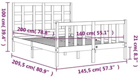 ΠΛΑΙΣΙΟ ΚΡΕΒΑΤΙΟΥ ΜΕ ΚΕΦΑΛΑΡΙ ΛΕΥΚΟ 140X200 ΕΚ. ΜΑΣΙΦ ΞΥΛΟ 3192102