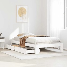 vidaXL Σκελετός Κρεβ. Χωρίς Στρώμα Λευκό 75x190 εκ Μασίφ Πεύκο