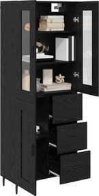 vidaXL Highboard με συρτάρι 2 pcs Μαύρη Οξυά Επεξεργασμένο ξύλο