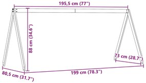 Οροφή Κρεβατιού Παιδική Καφέ 199x80,5x88 εκ Μασίφ Ξύλο Πεύκου - Καφέ