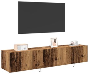 vidaXL Ντουλάπες τηλεόρασης με φώτα LED 2 τεμάχια Παλιό ξύλο 80x35x31 εκ.