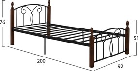 ΣΕΤ ΥΠΝΟΔΩΜΑΤΙΟΥ ΜΕ ΣΤΡΩΜΑ 3ΤΜΧ HM11217 RUBBERWOOD-ΜΕΤΑΛΛΟ