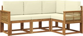 vidaXL Σειρά Καναπέ Εξωτερικού 4 pcs Φυσικό και Κρέμα Πολυεστέρας