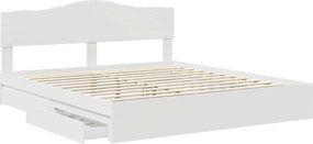 vidaXL Κρεβάτι Αποθήκης Λευκό 200 x 200 cm Επεξεργασμένο ξύλο