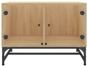 vidaXL Τραπεζάκι Σαλονιού Sonoma Δρυς 68,5x50x50 εκ με Γυάλινες Πόρτες