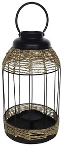 Artekko Lantern Διακοσμητικό Φανάρι Μέταλλο Ρατάν Μαύρο (24x24x43)cm Artekko 86675