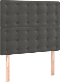 vidaXL Κρεβάτι Boxspring με Στρώμα Σκούρο Γκρι 80x200 εκ. Βελούδινο