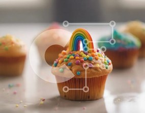 Intra Συλλεκτικό Ξύλινο Παζλ Plywood  4mm - Πολύχρωμα cupcakes με ψεκασμούς σε ένα τραπέζι Σε Ξύλινο Κουτί - Διαστάσεις: 10x10 cm – 25 κομμάτια