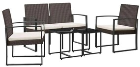vidaXL Σετ Τραπεζαρίας Κήπου 5 τεμ. Καφέ Ρατάν Πολυπρ/λενίου &amp; Μαξιλ.